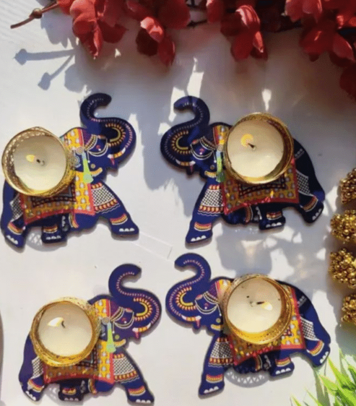 MDF Elephant candle light holder for decor (pack of 4pcs)