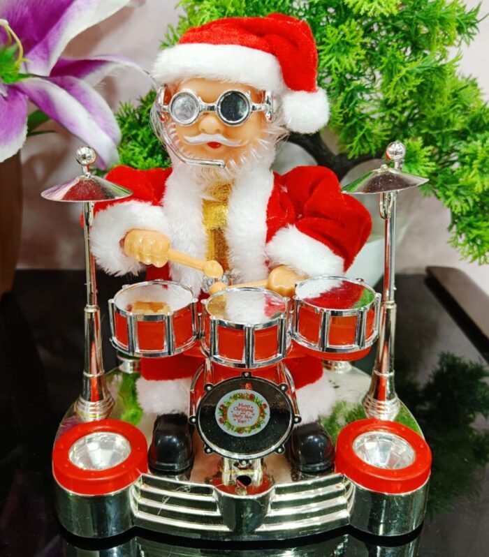 Musical Dancing Santa Claus Drum Santa Decoration 🥁(Size: 17x21cm)