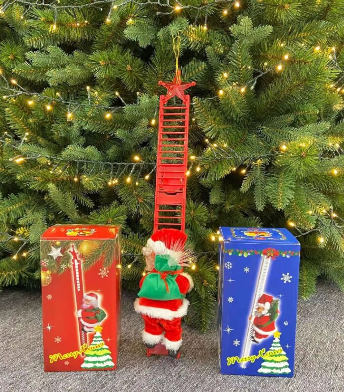 Santa Claus With Ladder Climbing Musical Toy Christmas Showpiece 🪜 🎅