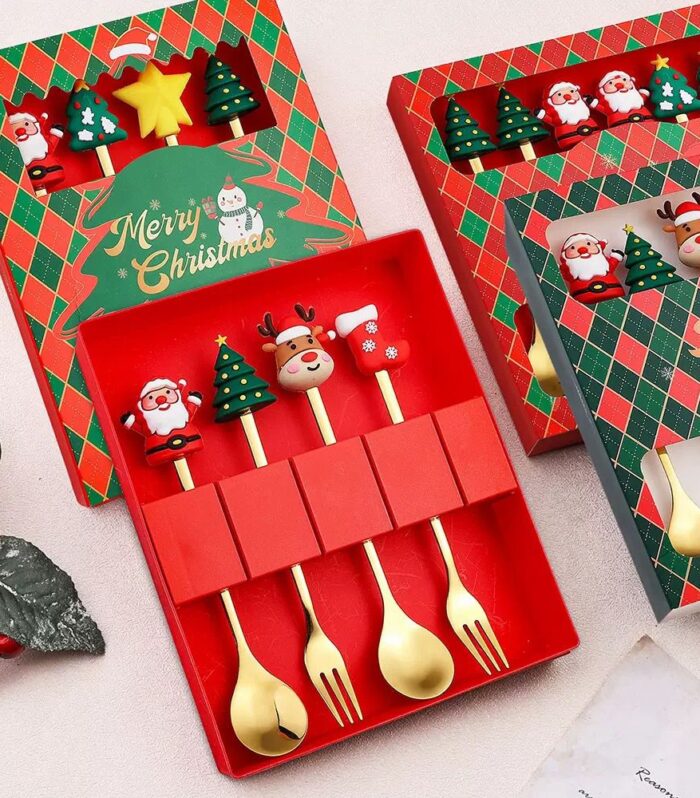 Christmas Spoons and Forks Set – Multipurpose Stainless Steel Utensils for Every Occasions and Holiday Dining – Elegant Argent Finish Flatware