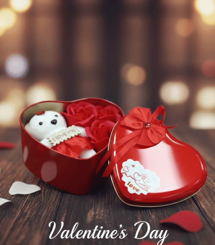 Mad Over Print Red Heart Gift Box