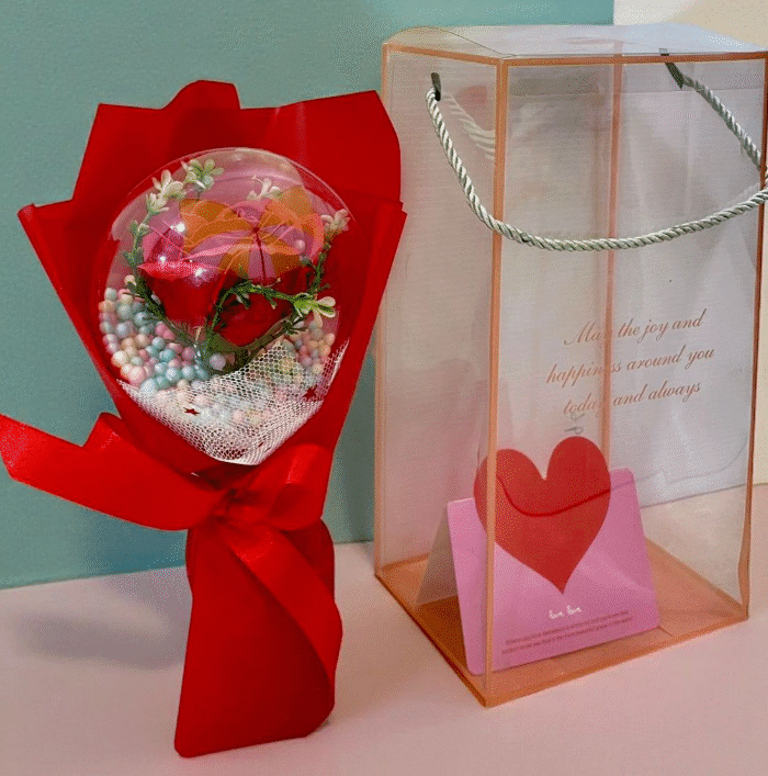 Beautiful Globe Flower Bouquet With Love Note (Size: 26*14 CM)