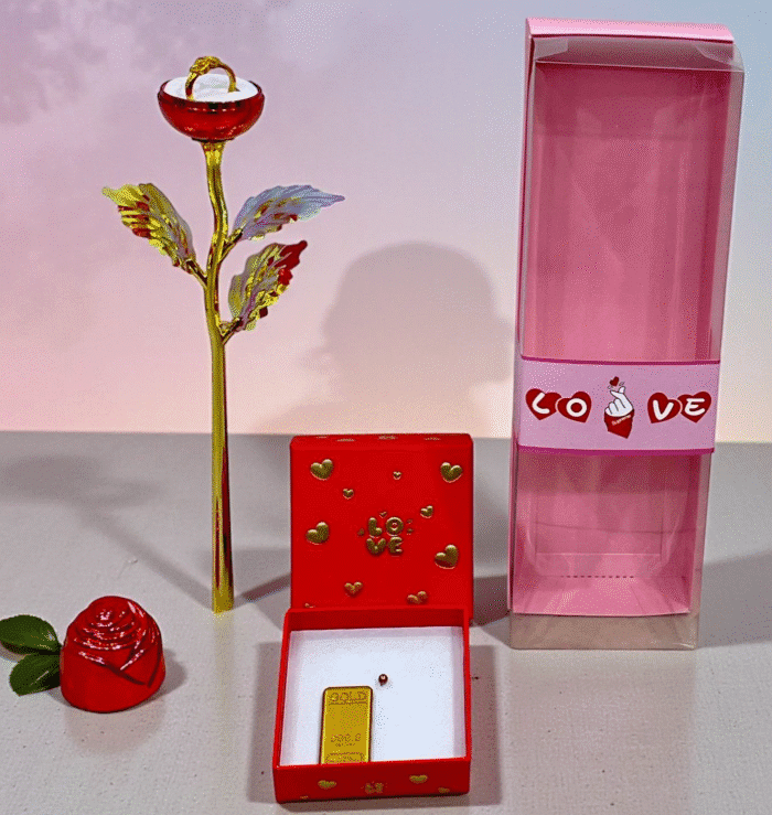 Surprise Ring Rose With Jewellery Gift Box (Size: 20cm) (1 Piece)