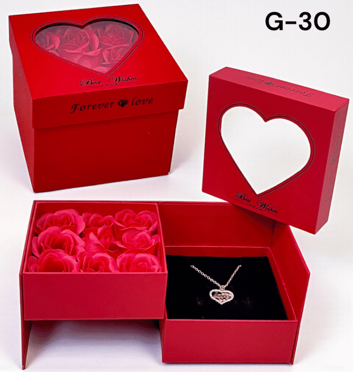 Surprise Rose Gift Box With Jewellery (Size: 22*10 CM) 🌹