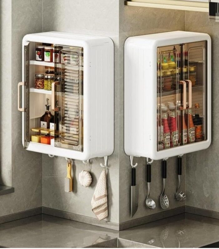 Bathroom Organiser Without Drill Plastic Wall Mounted Storage Cabinet